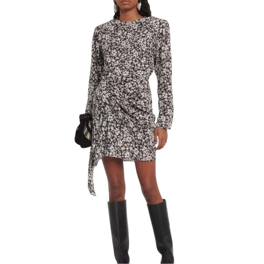 NWT Isabel Marant Etoile Dulce Long Sleeve Knotted Mini Dress US SMALL
